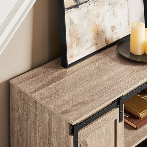SoBuy FSB60-E Meuble Bas Placard de Rangement Commode avec Porte de Grange Coulissante Armoire à Chaussures Commode à Chaussures