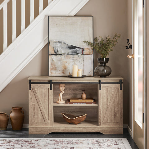 SoBuy FSB60-E Meuble Bas Placard de Rangement Commode avec Porte de Grange Coulissante Armoire à Chaussures Commode à Chaussures
