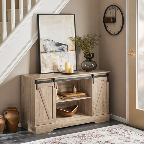 SoBuy FSB60-E Meuble Bas Placard de Rangement Commode avec Porte de Grange Coulissante Armoire à Chaussures Commode à Chaussures