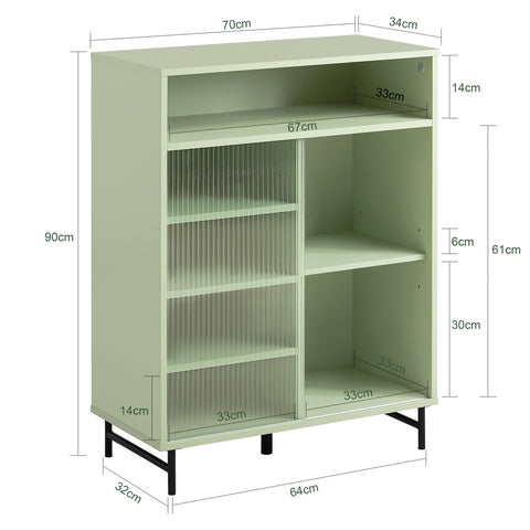 SoBuy FSB61-GR Gangkast, Schoenenkast, Opbergkast, Bijzetkast, Dressoir met Glazen Schuifdeur, Schoenenkist, Zijkast