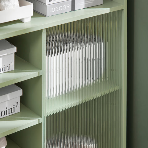 SoBuy FSB61-GR Gangkast, Schoenenkast, Opbergkast, Bijzetkast, Dressoir met Glazen Schuifdeur, Schoenenkist, Zijkast