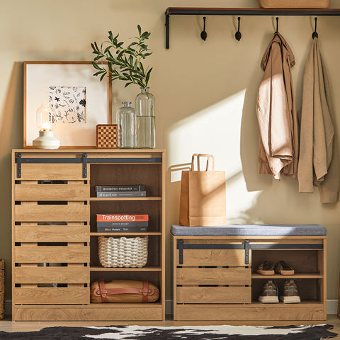 SoBuy FSB65-N Dressoir, schoenenkast met schuifdeur, commode, kast, keukenkast, halkast, lowboard, buffet