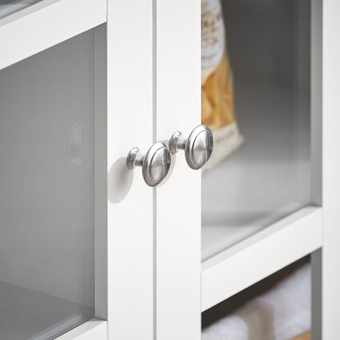 SoBuy FSB77-W Keukenkast, Dressoir, Buffet, Buffetkast, Keukeneiland, Keukenrek, Bijzetkast, Zijkant, 3 Glazen Deuren, 2 Laden