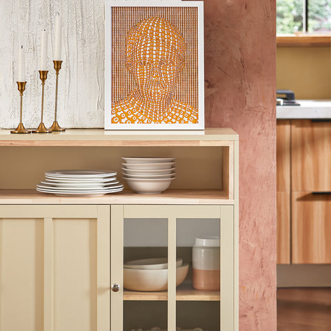 SoBuy FSB80-MI Keukenkast, Dressoir, Commode, Keuken Opbergkast, Centraal Keukeneiland met 3 Deuren, Entreekast, Inkomhal Kast