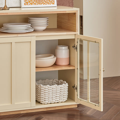 SoBuy FSB80-MI Keukenkast, Dressoir, Commode, Keuken Opbergkast, Centraal Keukeneiland met 3 Deuren, Entreekast, Inkomhal Kast