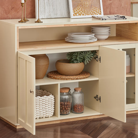 SoBuy FSB80-MI Keukenkast, Dressoir, Commode, Keuken Opbergkast, Centraal Keukeneiland met 3 Deuren, Entreekast, Inkomhal Kast