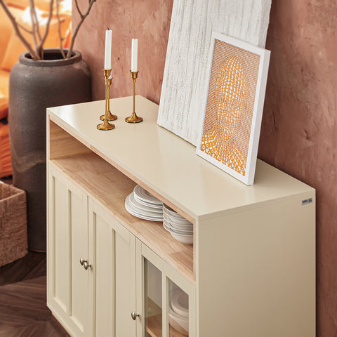 SoBuy FSB80-MI Keukenkast, Dressoir, Commode, Keuken Opbergkast, Centraal Keukeneiland met 3 Deuren, Entreekast, Inkomhal Kast