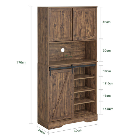 SoBuy FSB83-N Keukenkast, Dressoirkast, Buffetkast, Gangkast, Hoge kast, Commode, Opbergkast met 3 Schuifdeuren en 1 Plank