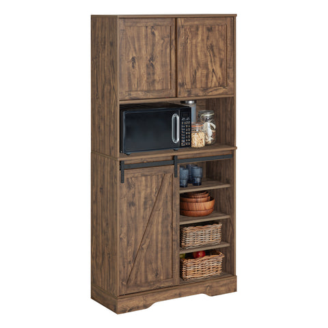 SoBuy FSB83-N Keukenkast, Dressoirkast, Buffetkast, Gangkast, Hoge kast, Commode, Opbergkast met 3 Schuifdeuren en 1 Plank
