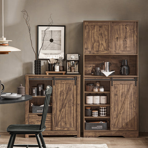 SoBuy FSB83-N Keukenkast, Dressoirkast, Buffetkast, Gangkast, Hoge kast, Commode, Opbergkast met 3 Schuifdeuren en 1 Plank