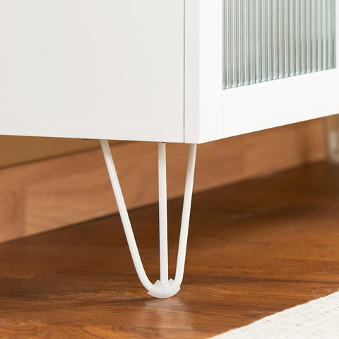 SoBuy FSB86-W Commode, Opbergkast, Dressoir voor Keuken, Eetkamer, Woonkamer,  met 3 Laden en 2 Glazen Deuren