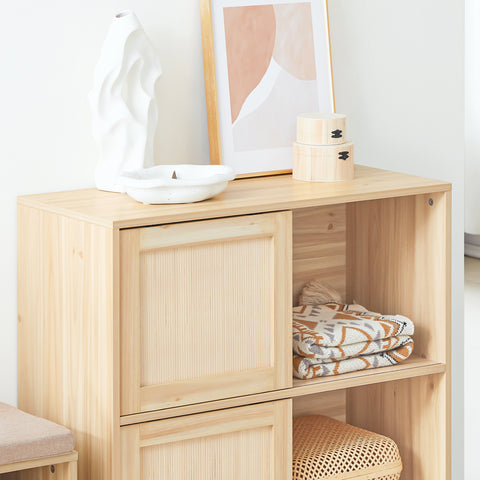 SoBuy FSB87-N Dressoir, Bijzetkast,Inkomkast, Schoenenkast, Schoenenrek, met 2 Schuifdeuren