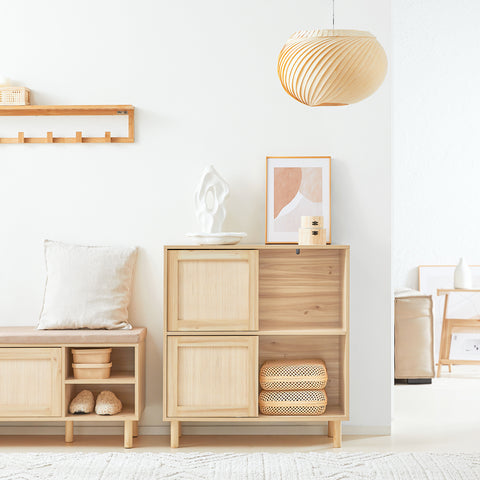 SoBuy FSB87-N Dressoir, Bijzetkast,Inkomkast, Schoenenkast, Schoenenrek, met 2 Schuifdeuren