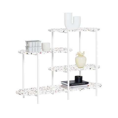 SoBuy FSB89-W Console Tafel, Entreetafel, Bijzettafel, Wandtafel, Haltafel, Opbergplank met 4 Planken