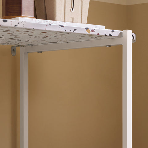 SoBuy FSB89-W Console Tafel, Entreetafel, Bijzettafel, Wandtafel, Haltafel, Opbergplank met 4 Planken