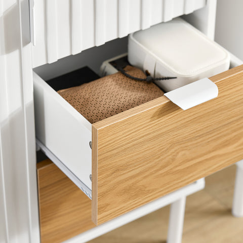 SoBuy FSB91-WN Keukenkast sideboard kast buffet opbergkast commode wit-natuur BHT ca. 75x76x35cm