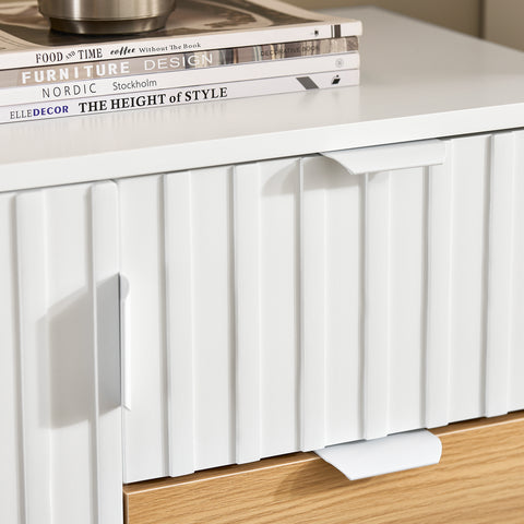 SoBuy FSB91-WN Keukenkast sideboard kast buffet opbergkast commode wit-natuur BHT ca. 75x76x35cm