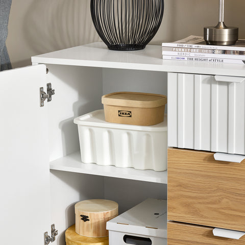 SoBuy FSB91-WN Keukenkast sideboard kast buffet opbergkast commode wit-natuur BHT ca. 75x76x35cm