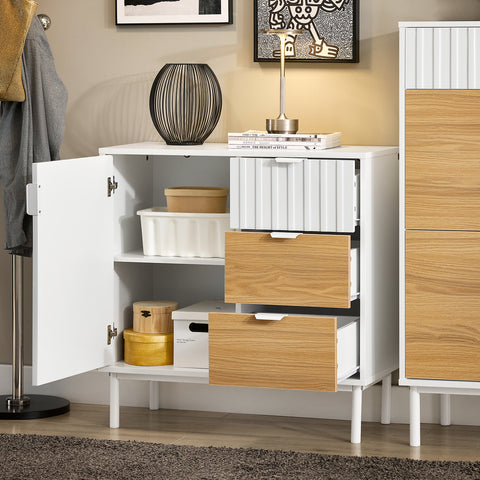 SoBuy FSB91-WN Keukenkast sideboard kast buffet opbergkast commode wit-natuur BHT ca. 75x76x35cm
