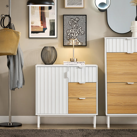 SoBuy FSB91-WN Keukenkast sideboard kast buffet opbergkast commode wit-natuur BHT ca. 75x76x35cm