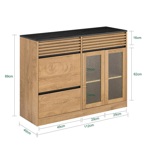 SoBuy FSB99-N Keukenkast Dressoir met 3 deuren, 3 laden