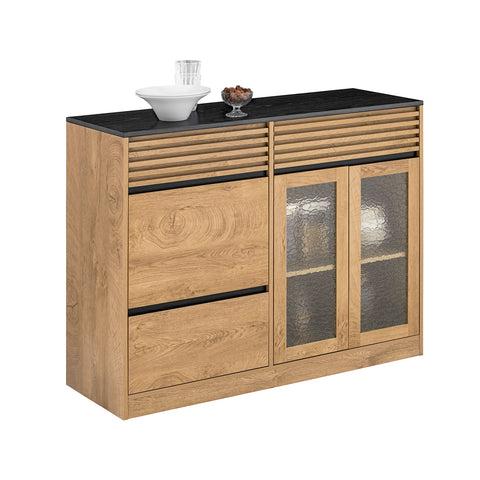 SoBuy FSB99-N Keukenkast Dressoir met 3 deuren, 3 laden