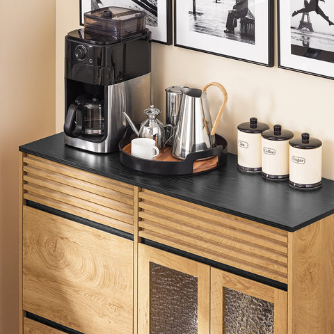 SoBuy FSB99-N Keukenkast Dressoir met 3 deuren, 3 laden