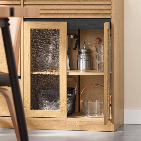 SoBuy FSB99-N Keukenkast Dressoir met 3 deuren, 3 laden