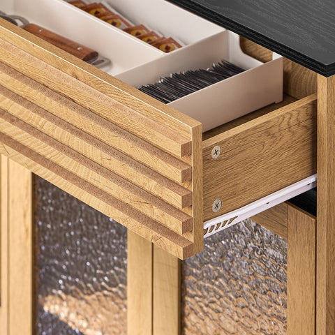 SoBuy FSB99-N Keukenkast Dressoir met 3 deuren, 3 laden