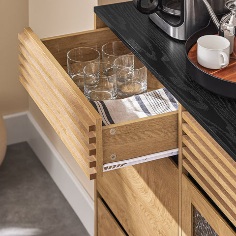 SoBuy FSB99-N Keukenkast Dressoir met 3 deuren, 3 laden