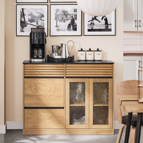 SoBuy FSB99-N Keukenkast Dressoir met 3 deuren, 3 laden