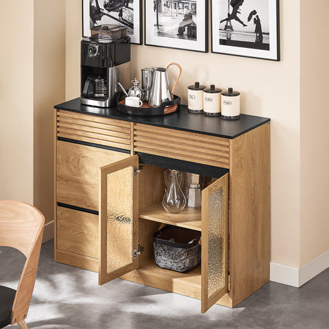 SoBuy FSB99-N Keukenkast Dressoir met 3 deuren, 3 laden