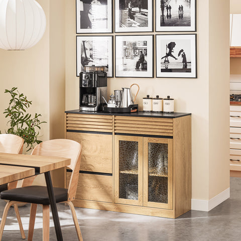 SoBuy FSB99-N Keukenkast Dressoir met 3 deuren, 3 laden
