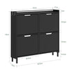 SoBuy FSR100-E-SCH Smalle Schoenenkast met LED-verlichting en Haken – 19 cm Diep, 8 Paar, Zwart, 100x19x93cm