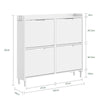 SoBuy FSR100-E-W Smalle Schoenenkast met LED-verlichting en Haken – 19 cm Diep, 8 Paar, Wit, 100x19x93cm