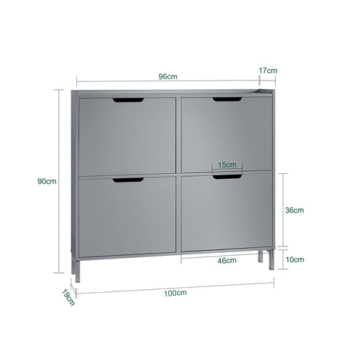 SoBuy FSR100-HG Schoenenopbergkast Schoenenkast 4-bladige schoenenkist Hal Opbergkist voor schoenen