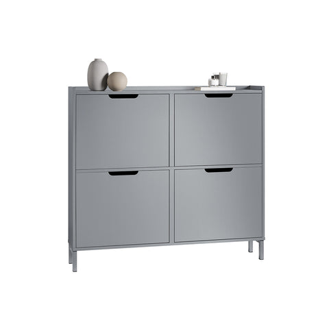 SoBuy FSR100-HG Schoenenopbergkast Schoenenkast 4-bladige schoenenkist Hal Opbergkist voor schoenen