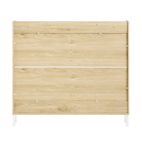 SoBuy FSR100-N Schoenenkast met 4 kantelende vakken, smal schoenenrek met 8 legplanken, naturel, b x h x d: ca. 100 x 90 x 19 cm