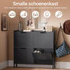SoBuy FSR100-SCH Schoenenkast Smalle Schoenenkast met 4 Kleppen – Ruimtebesparend Modern Design voor Hal of Gang – Stevige Planken, Staand, Hoge Capaciteit – Zwart, 100x19x91cm