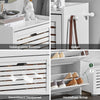SoBuy FSR108-W Schoenenkast met 3 Kleppen en Zijkapstokken – Moderne Witte Schoenenkast voor de Hal – Ruimtebesparende Schoenenopbergkast 55x30x112 cm