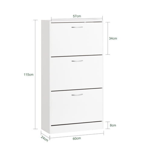 SoBuy FSR110-W Schoenenkast met 3 Kleppen