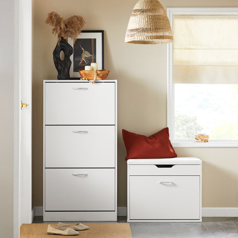 SoBuy FSR110-W Schoenenkast met 3 Kleppen