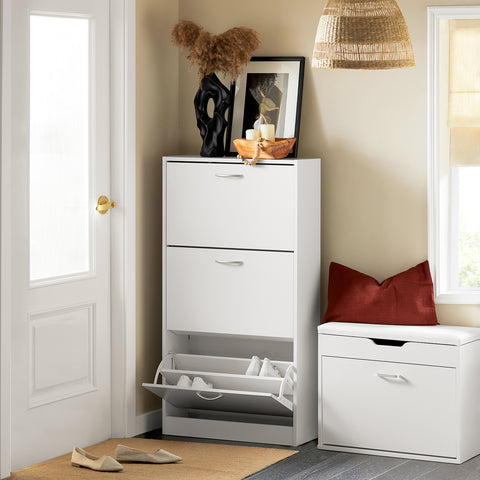 SoBuy FSR110-W Schoenenkast met 3 Kleppen