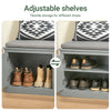 SoBuy FSR131-HG Schoenenbank Grijs met Zitting – 2 Deuren, 4 Verstelbare Vakken, Afneembaar Kussen, 98×37×49 cm