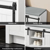 SoBuy FSR133-K-W Schoenenkast met 2 Deuren – Schoenenbank met Zitting, Opbergkast met Schuifdeur in Barn-Stijl – 90x35x46 cm