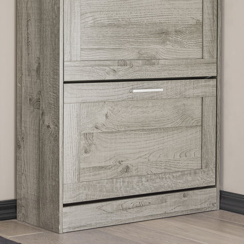 SoBuy FSR137-HG schoenenrek schoenenkast met 2 kleppen schoenenrek smal schoenencommode