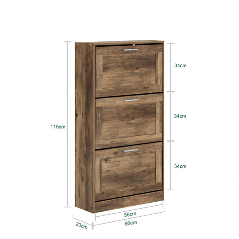 SoBuy FSR137-L-F schoenenkast schoenenrek met 3 kleppen schoenenrek smal schoenenkast