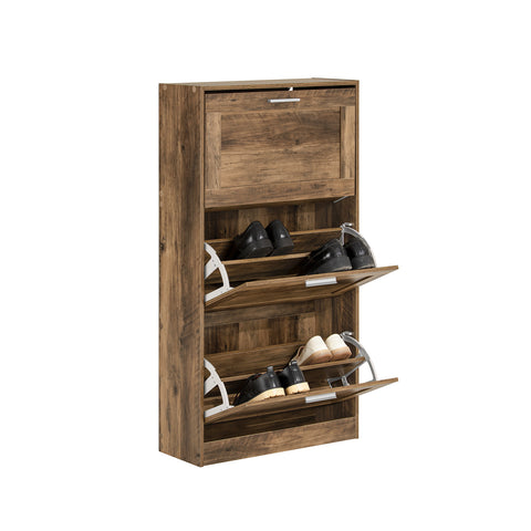 SoBuy FSR137-L-F schoenenkast schoenenrek met 3 kleppen schoenenrek smal schoenenkast