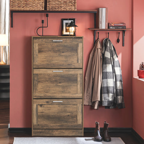SoBuy FSR137-L-F schoenenkast schoenenrek met 3 kleppen schoenenrek smal schoenenkast