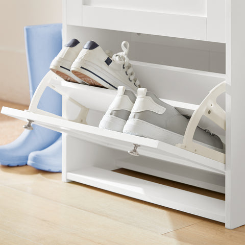 SoBuy FSR144-WN Schoenenkast met 3 Kleppen Schoenenrek Gangkast, Opbergkast voor Schoenen, Schoenenkist Schoenenrek